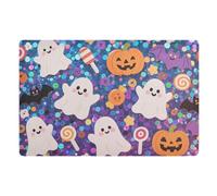 Tappetini a basso profilo, motivo zucca gialla con paillettes, 81,3 x 50,8 cm, retro in gomma antiscivolo, extra per porta anteriore e posteriore e ingresso