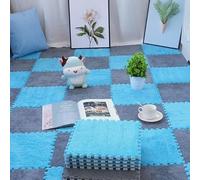 tappetini ad incastro, Piastrelle for moquette ad incastro in peluche 10 tappetini in schiuma di, puzzle quadrati, antiscivolo, facili da pulire, tagliabili(Light Gray+lake Blue)