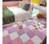 tappetini ad incastro, Piastrelle for tappeti ad incastro in peluche, 24 pezzi, tappetini in schiuma, quadrati morbidi for arrampicata, antiscivolo(White+pink+purple,12x12x0.24in)