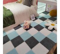 tappetini ad incastro, Piastrelle for tappeti ad incastro in peluche, 24 pezzi, tappetini in schiuma, quadrati morbidi for arrampicata, antiscivolo(White+light Blue+gray,12x12x0.4in)