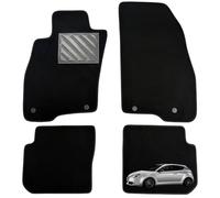 Tappetini Alfa Mito dal 2008, Su Misura, Set 4 Pezzi Neri | Tappetini Auto in Moquette, Battitacco in Gomma Rinforzata, Fissaggio Velcro Antiscivolo