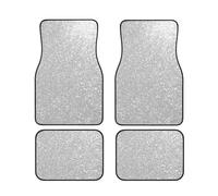 Tappetini anteriori e posteriori per auto con stampa glitter argento finto scintillante, universali deluxe, set completo di 4 tappeti, finiture per tutte le stagioni