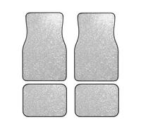 Tappetini anteriori e posteriori per auto con stampa glitter argento finto scintillante, universali deluxe, set completo di 4 tappeti, finiture per tutte le stagioni