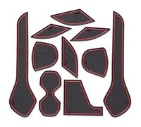 Tappetini Antiscivolo Gomma Per Nissan Per Leaf ZE1 2018-2022 Tappetino Antiscivolo In Gomma Scanalatura Per Porta Supporto Per Telefono Sottobicchiere Accessori Interni(Rosso)
