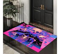 Tappetini Antiscivolo per Ingresso Cranio Contorto E Deformato Zerbino Ultra Sottile Pop Psichedelico Tappeto Ingresso Casa Lavabile per Porta Casa, Ufficio e Condominio, 60x120 cm, Verde Polvere