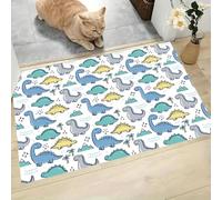 Tappetini Antiscivolo per Ingresso Dinosauro Dei Cartoni Animati Zerbino Ultra Sottile Vivace E Giocoso Tappeto Ingresso Casa Lavabile per Porta Casa, Ufficio e Condominio, 90x150 cm, Azzurro Chiaro