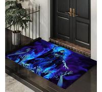 Tappetini Antiscivolo per Ingresso Morte Per Luce Blu, Microfono Zerbino Ultra Sottile Stile Dark Rock Tappeto Ingresso Casa Lavabile per Porta Casa, Ufficio e Condominio, 60x90 cm, Blu Intenso