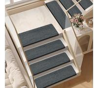 Tappetini antiscivolo per scale, 20,3 x 55,9 cm, con retro riutilizzabile, per interni, in legno, con ricamo floreale, tappetini di sicurezza, colore caffè, confezione da 5 (55 cm x 22 cm, grigio