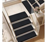 Tappetini antiscivolo per scale, 20,3 x 55,9 cm, con retro riutilizzabile, per interni, in legno, con ricamo floreale, tappetini di sicurezza, colore caffè, confezione da 5 (55 cm x 22 cm, antracite)