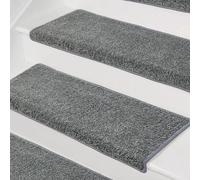 Tappetini antiscivolo per scale, autoadesivi, sicuri, per gradini in legno, per interni, decorazione per scale di casa, 80 x 24 cm, set di 4 tappetini antiscivolo grigi