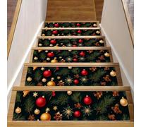 Tappetini antiscivolo per scale, confezione da 15 pezzi, 20,3 x 76,2 cm, lavabili in lavatrice, per interni e gradini in legno, motivo piatto senza cuciture con scritta "Happy New Year e Christmas Day
