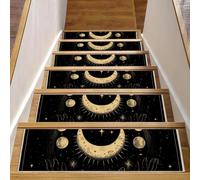 Tappetini antiscivolo per scale, confezione da 15 pezzi, 20,3 x 76,2 cm, lavabili in lavatrice, per interni, gradini in legno, astrologia mistica, fasi lunari e mani