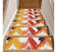 Tappetini antiscivolo per scale, confezione da 15 pezzi, 20,3 x 76,2 cm, lavabili in lavatrice, per interni, gradini in legno, motivo moderno a zig zag