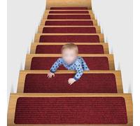 Tappetini antiscivolo per scale, confezione da 16 tappetini grigi con retro automatico, per interni, in legno, sicurezza per bambini, anziani e animali domestici, riutilizzabili, lavabili, decorazione