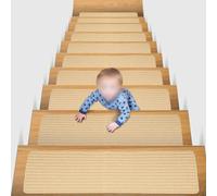 Tappetini antiscivolo per scale, confezione da 16 tappetini grigi con retro automatico, per interni, in legno, sicurezza per bambini, anziani e animali domestici, riutilizzabili, lavabili, decorazione
