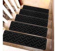 Tappetini antiscivolo riutilizzabili per scale, confezione da 15 pezzi, autoadesivi, per gradini in legno, sicuri, antiscivolo, per bambini, animali domestici e anziani (76 x 20 cm, nero)