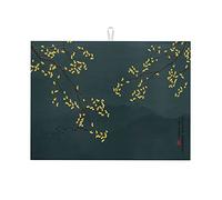 Tappetini asciugapiatti in stile cinese per bancone della cucina, motivo fiori di ciliegio, fiori di prugno, in microfibra, ultra assorbenti, grandi, 18 x 24 pollici