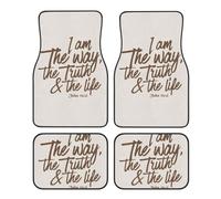 Tappetini auto antiscivolo per tutte le stagioni, set da 4 pezzi, adatti a tutte le stagioni, con la scritta "Io sono la via, la verità e la vita" di Giovanni 14:6.