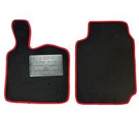 Tappetini Auto per Smart ForTwo 450/451, Set 2 Pezzi in Moquette Nera, con Bordino Antiscivolo e Battitacco (qualità moquette standard 6 mm, bordino rosso)
