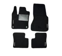 Tappetini Auto per Twingo terza serie, Set di 4 Pezzi, Moquette Nera con Battitacco, Bordo Velcrato Antiscivolo (4 ricami laterali, moquette standard 6 mm)