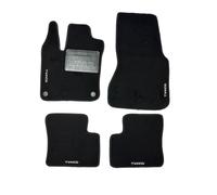 Tappetini Auto per Twingo terza serie, Set di 4 Pezzi, Moquette Nera con Battitacco, Bordo Velcrato Antiscivolo (4 ricami, moquette standard 6 mm)