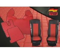 Tappetini Camion + Coprisedili 1+1 per DAF 106 Ecopelle Automatica ROSSO