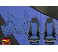 Tappetini Camion + Coprisedili 1+1 Per MAN TGX Blu Ecopelle Automatica 2007-2016