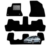 Tappetini Citroen C4 Grand Picasso 7 Posti dal 2006-2013, Su Misura, Set 4 | Tappetini Auto in Moquette Nero con Battitacco in Gomma Rinforzata e Aderenza Stabile al Modello