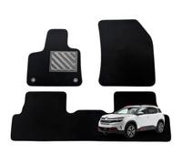 Tappetini Citroen C5 Aircross dal 2018 Plug-in Hybrid, Set 4 Pezzi Neri | Tappetini Auto in Moquette Nera con Battitacco in Gomma Rinforzata Bottoni di FIssaggio e Aderenza Stabile al Modello