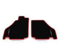 Tappetini compatibili con Ferrari F430, kit tappetini auto personalizzati, set tappeti in velluto, tappeto auto, ricamo bandiera, bordo rosso.