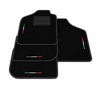 Tappetini compatibili con Fiat Uno 1983-1995, ricamo bandiera Italia, kit tappetini auto personalizzati, set tappeti in moquette, bordo nero.