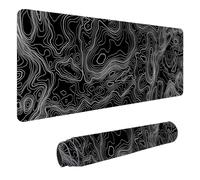 Tappetini con texture topografica Tappetino for mouse nero da gioco Tastiera for computer Tappetino for mouse Xxl Base antiscivolo Bordi cuciti for giochi e ufficio(5,1000x500x3mm)