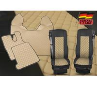 Tappetini + Coprisedili per camion 1+1 per DAF 106 automatico Ecopelle beige
