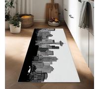 Tappetini Cucina Antiscivolo Lavabile 50 x 140 cm, Minimalismo Tappetino Antifatica Antiscivolo Stampato Architettura Urbana Geometrico per Corridoio Lavello Da Pavimento