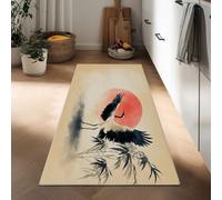 Tappetini Cucina Antiscivolo Lavabile 50 x 140 cm, Stile Tradizionale Cinese Tappetino Antifatica Antiscivolo Stampato Dipinto A Inchiostro Uccello Foglie Sole per Corridoio Lavello Da Pavimento
