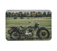 Tappetini da bagno a diatoma, con motivo motociclette su erba verde, assorbono umidità e sporco, con retro in gomma antiscivolo, adatto sotto la porta, per pavimento del bagno, vasca, doccia