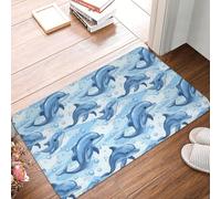 Tappetini da bagno antiscivolo lavabili con stampa di delfini dell'oceano, tappetini da bagno da 16x24 pollici per l'arredo del bagno, tappetini da cucina morbidi, tappetini lavabili per vasca da bagn