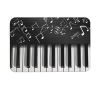 Tappetini da bagno con tasti di pianoforte con note musicali, assorbono umidità e sporco, con retro in gomma antiscivolo, adatto sotto la porta, per pavimento del bagno, vasca, doccia, lavandino