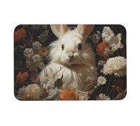 Tappetini da bagno Diatomy Mud con coniglio e fiori, assorbono l'umidità e lo sporco, zerbino con retro in gomma antiscivolo, adatto sotto la porta, per pavimento del bagno, vasca, doccia, lavandino