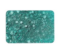 Tappetini da bagno in diatoma con glitter turchesi, assorbono umidità e sporco, con retro in gomma antiscivolo, adatto sotto la porta, per pavimento del bagno, vasca, doccia, lavandino