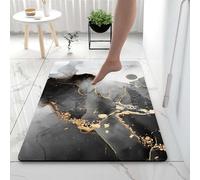 Tappetini Da Bagno Per La Casa Assorbente Diatomite Ad Asciugatura Rapida Terra Antiscivolo Microfibra Lavabile Accogliente Vasca Morbida Doccia Soggiorno Rettangolo, Black 2, 45*70cm/17.72*27.56in