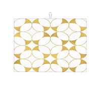 Tappetini da caffè con motivo geometrico a scacchi e curve, resistenti al calore, grandi 18 x 24 pollici, con trama dorata