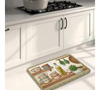 Tappetini da cucina a base di erbe per pavimento, in stile rustico rustico, morbidi tappetini imbottiti a molla, comodi, lavabili, per lavelli da cucina, lavanderia e bagno, 50 x 78 cm