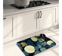 Tappetini da cucina a foglia per pavimento, con foglie verdi, moderni e chic, morbidi, imbottiti, confortevoli, lavabili, antiscivolo, decorativi, per lavelli da cucina, lavanderia e bagno, 50 x 78 cm