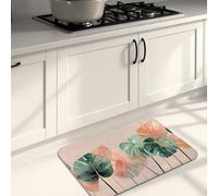 Tappetini da cucina a foglia per pavimento, con piante verdi tropicali, morbidi, imbottiti, confortevoli, lavabili, antiscivolo, decorativi, per lavelli da cucina, lavanderia, bagno, 50 x 78 cm