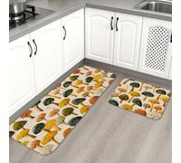 Tappetini da cucina a foglia per pavimento, morbidi tappetini colorati botanici, imbottiti, confortevoli, lavabili, antiscivolo, per lavelli da cucina, lavanderia e bagno, 2 pezzi