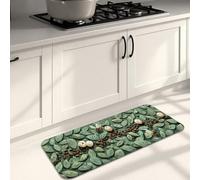 Tappetini da cucina a foglia per pavimento, morbidi tappetini verdi con natura botanica, comodi, lavabili, antiscivolo, per cucina, lavanderia, bagno, 40 x 119 cm