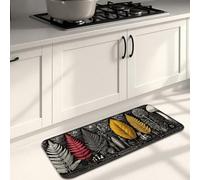 Tappetini da cucina a foglia per pavimento, motivo floreale giallo e nero, morbidi, imbottiti, confortevoli, lavabili, antiscivolo, per cucina, lavanderia, bagno, 40 x 119 cm