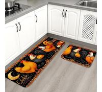 Tappetini da cucina a forma di pollo, colorati in stile casale, morbidi, imbottiti, comodi, lavabili, antiscivolo, per lavelli da cucina, lavanderia, bagno, 2 pezzi