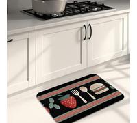 Tappetini da cucina a tema alimentare per pavimento, motivo retrò con hamburger e fragole, imbottito, confortevole, lavabile, antiscivolo, per lavelli da cucina, sala da pranzo, 40,6 x 61 cm